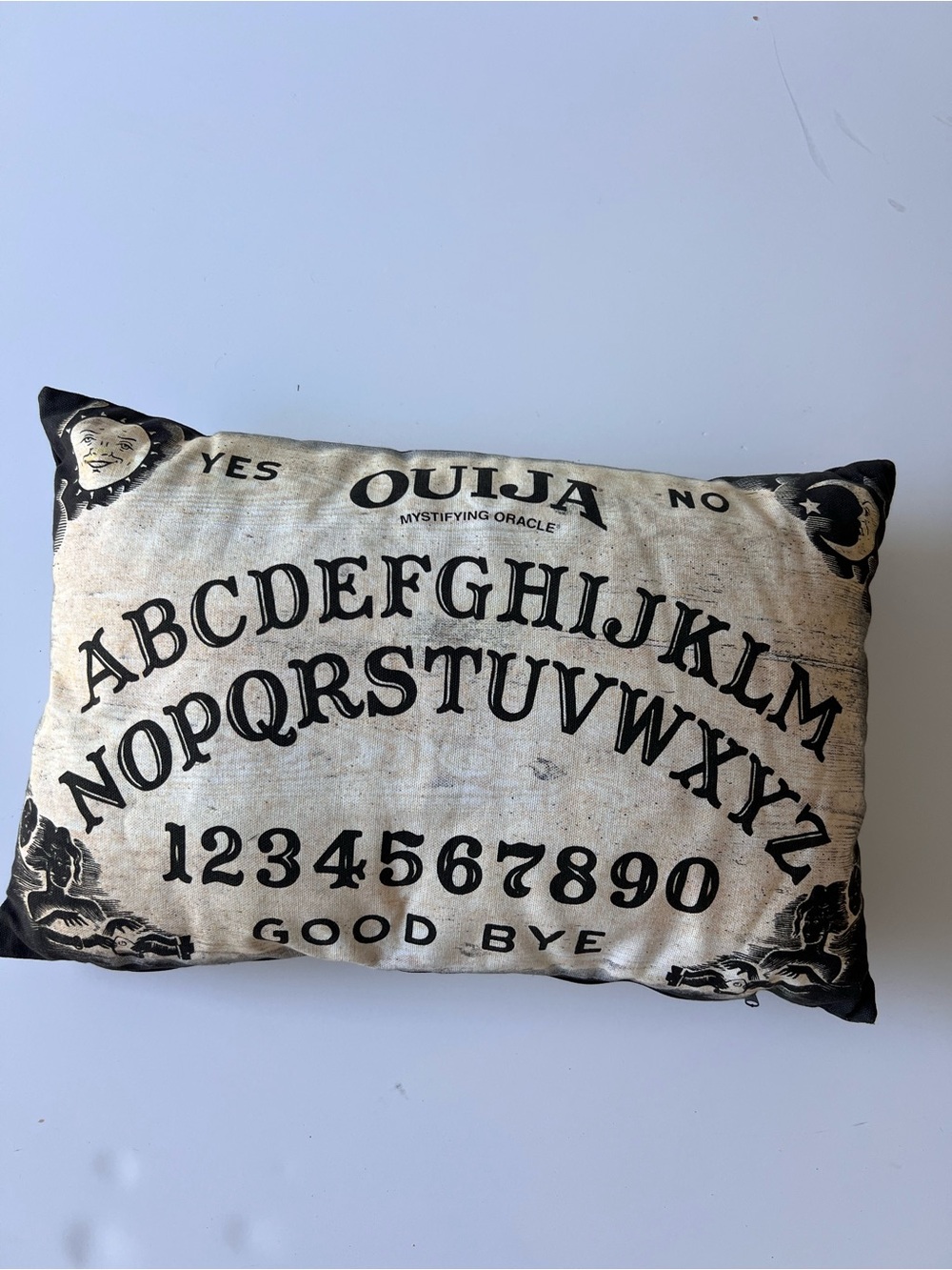 Ouija Board Decorative Pillow - Black and Cream